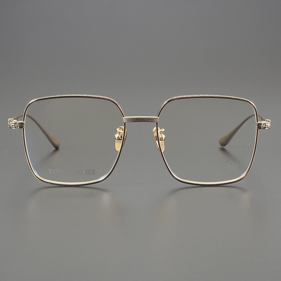 2025 Latest Titanium Carving Pattern Ultra Light Titanium Black Gold Silver Corrective Designer Glasses Famous Brands Glass Eyes