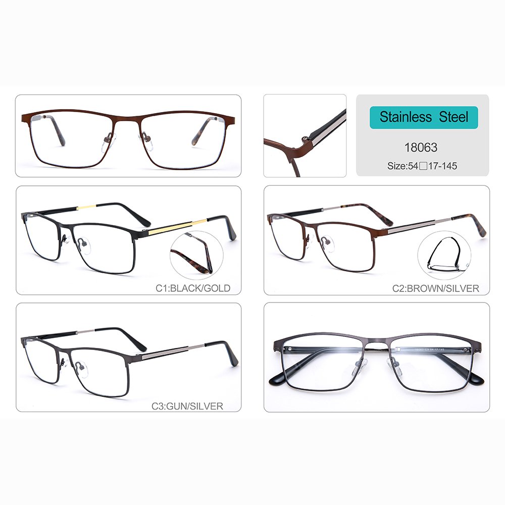 Factory Large Stock 18063 Fast Delivery Of Men's High Quality Stainless Steel Eyeglass Frames