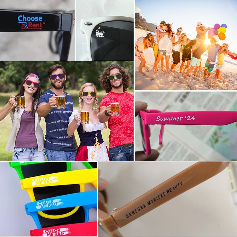 Custom logo eyeglasses personalized sunglasses promotional retro frame logo print custom sunglasses with own logo printing