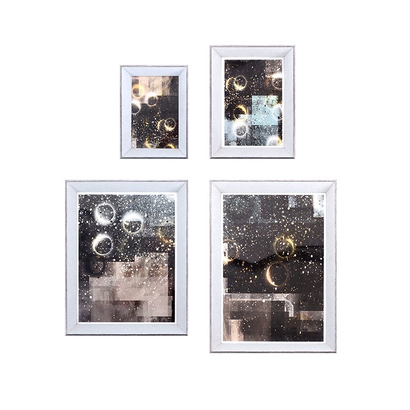 Custom Different Size Classical Light Golden White PS Moulding photo frame with led light