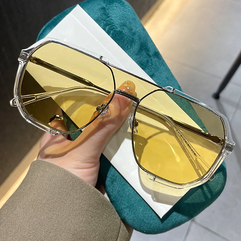 2024 New Unique Oversized Sunglasses Women One Piece Fashion Sunglasses for Men UV400 Punk Glasses Trending Female Eyewear UV400