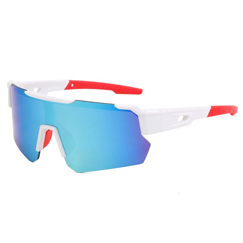 2024 New Running Cycling Sports Sunglasses Men Fashion One Piece Mirror Lens Glasses Black Blue Frame Outdoor Sports Sunglasses