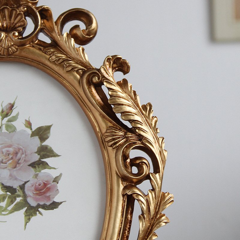 Retro Oval Photo Frame Resin Desktop Picture Frame Wedding Party Gold Frame Home Decoration Ornaments Crafts Gift 6/7/8 Inch