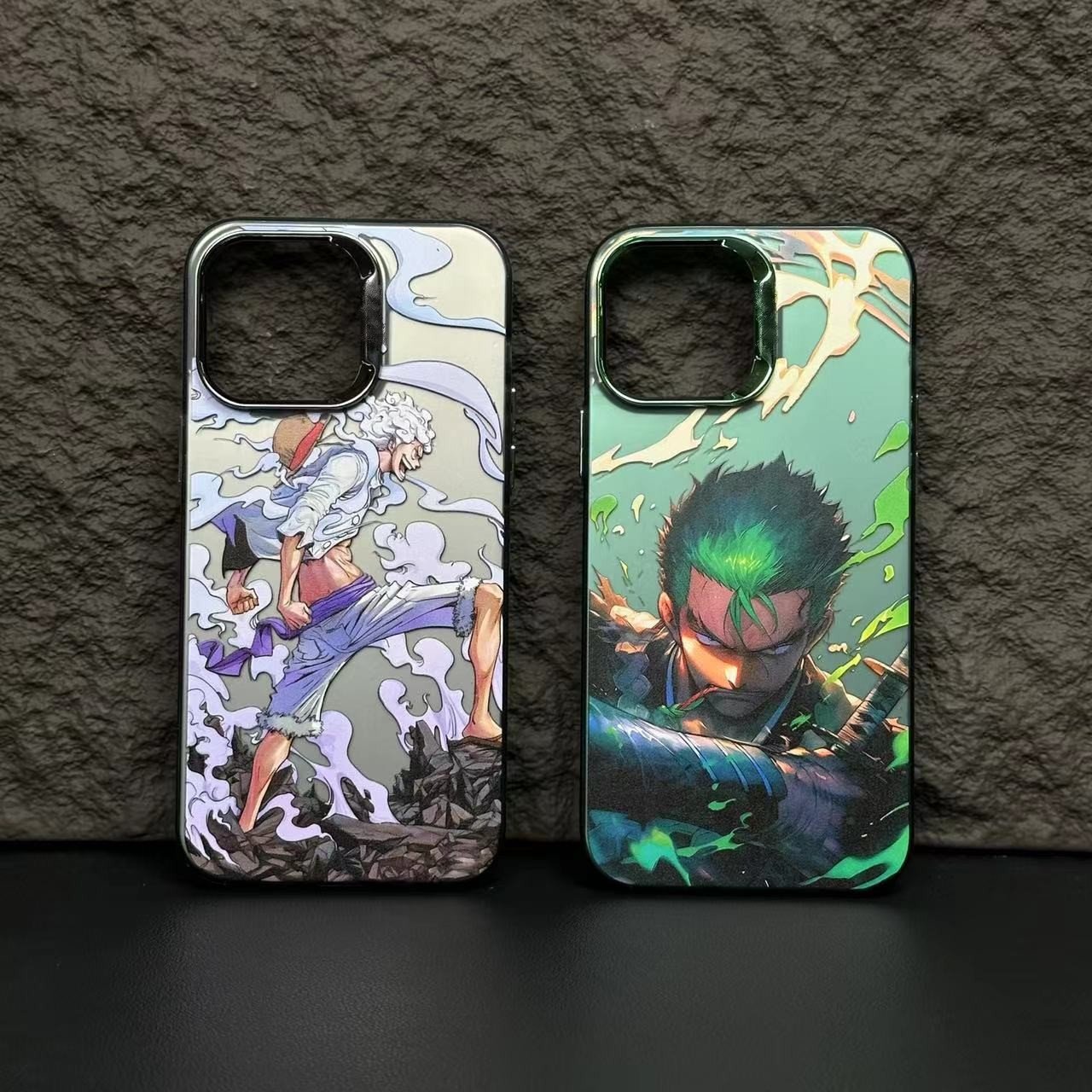 Japanese Cartoon anime Design Color Silver Phone Case For Iphone 16 Pro Max 14 13 12 11 Plating Frame Imd Matte Shockproof Cover