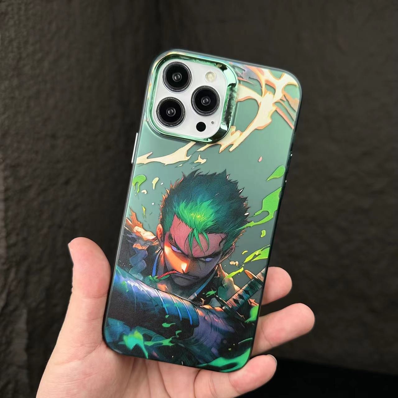 Japanese Cartoon anime Design Color Silver Phone Case For Iphone 16 Pro Max 14 13 12 11 Plating Frame Imd Matte Shockproof Cover