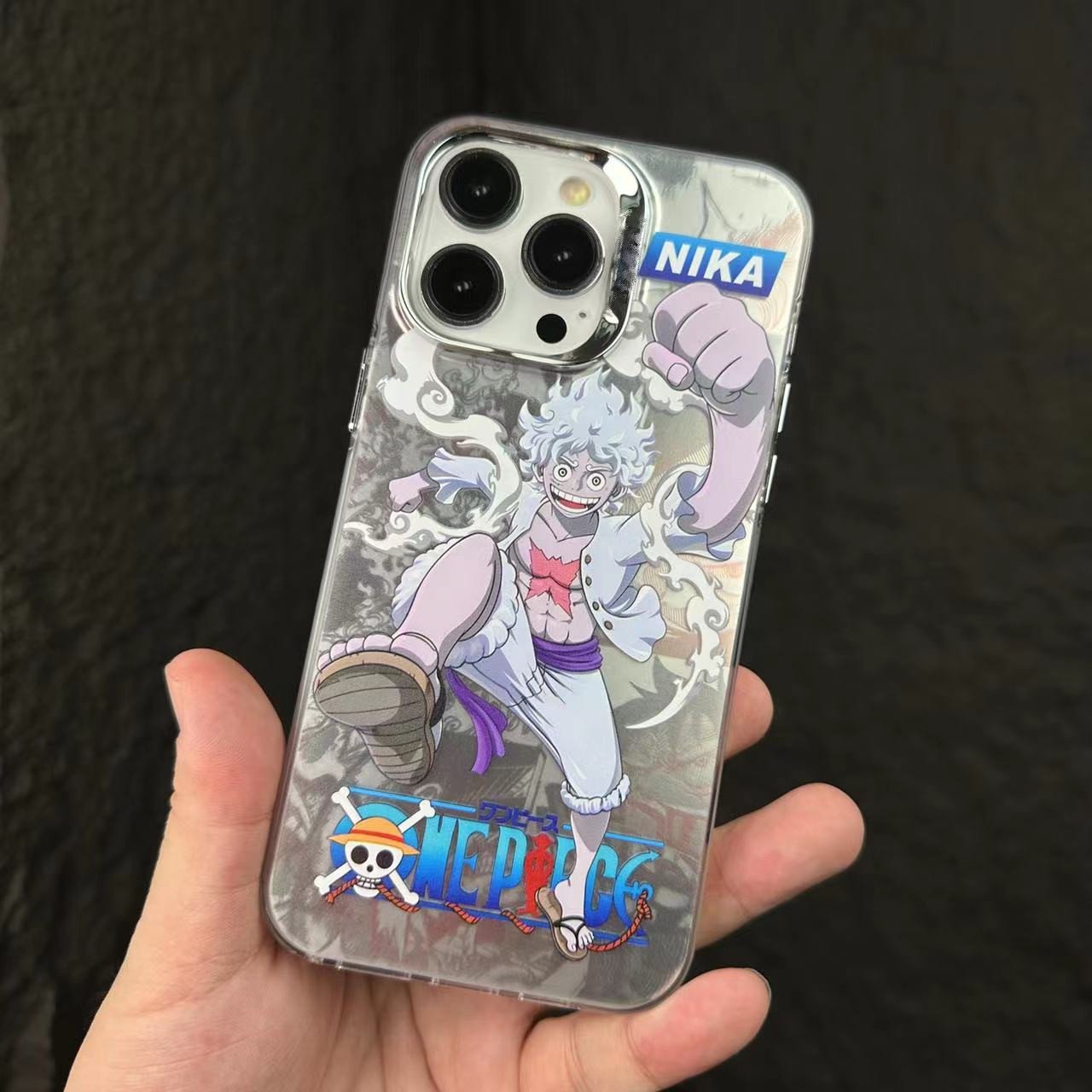 Japanese Cartoon anime Design Color Silver Phone Case For Iphone 16 Pro Max 14 13 12 11 Plating Frame Imd Matte Shockproof Cover