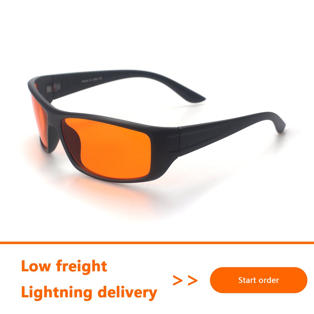 Sunray Newest Fashion Custom Design Classis Black Frame CR39 Material Orange Lenses PC Frames Goggles Unisex Sports Glasses