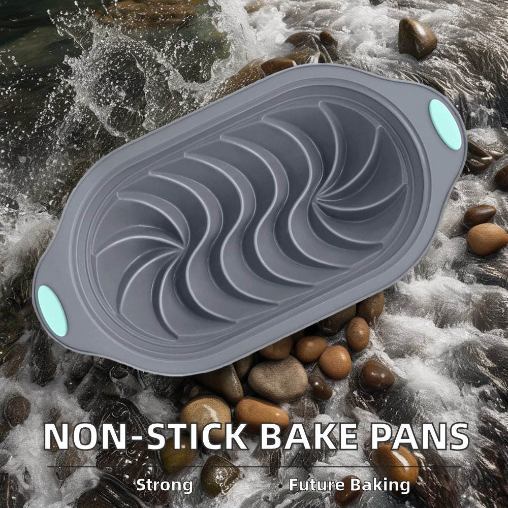 Large Bicolor Silicone Toast Pan with Metal Framed Thread Spiral Grain Loaf Mould for Cake Tools