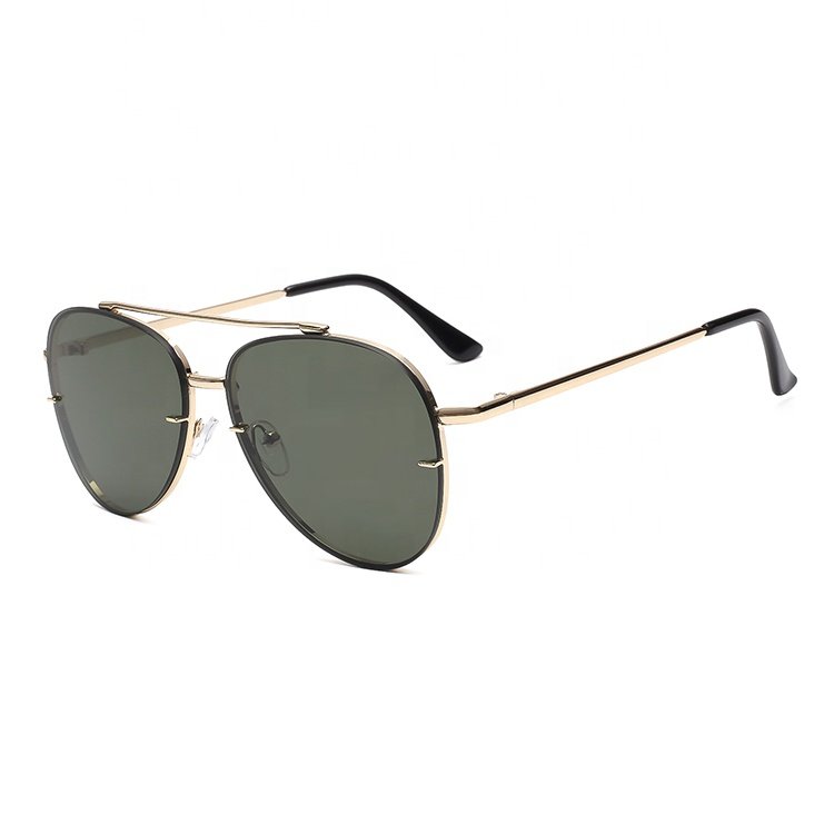 fashion unisex sunglasses 2024 Pilot metal sun glasses polarized lens custom logo glasses double bridge metal sunglasses men