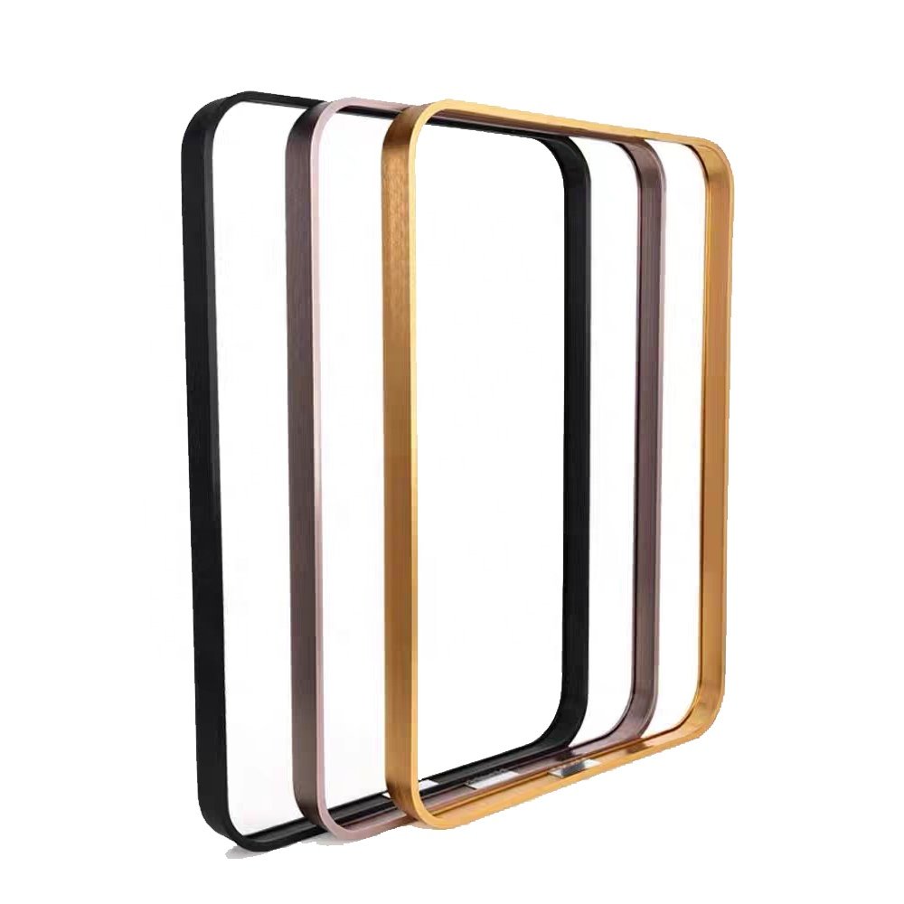 Modern gold eco-friendly multi size metal aluminum profile mouldings round corner aluminum glasses mirror frame for DIY decor
