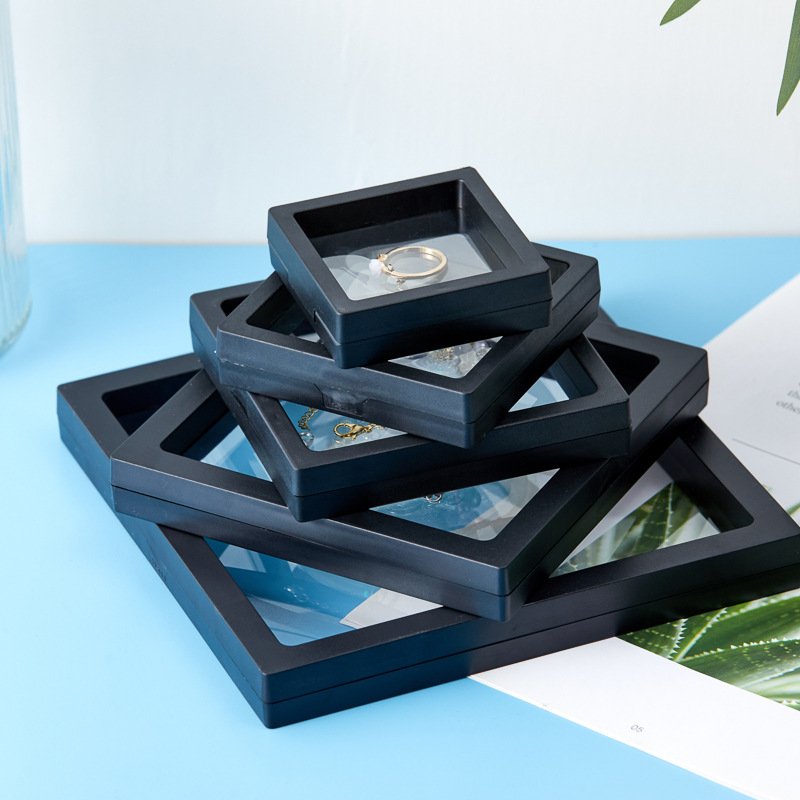 FULIO Custom 3d Suspension Floating Box Jewellery Storage tpu Plastic Transparent Frame Jewelry Packaging Displays Boxes
