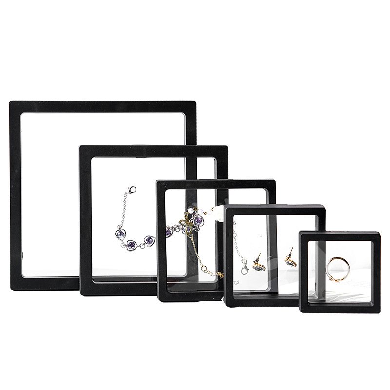 FULIO Custom 3d Suspension Floating Box Jewellery Storage tpu Plastic Transparent Frame Jewelry Packaging Displays Boxes