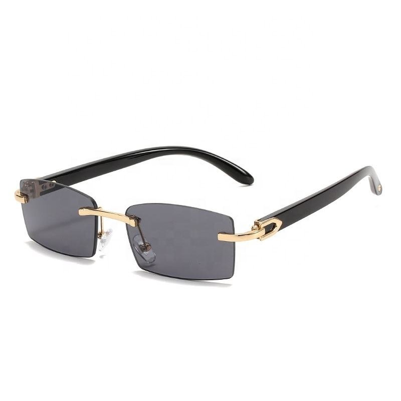 Upscale Custom Men Ivory Color Buffalo Horn Shape Fashion Small Square Sun Shades Glasses Trendy Rimless Sunglasses Women