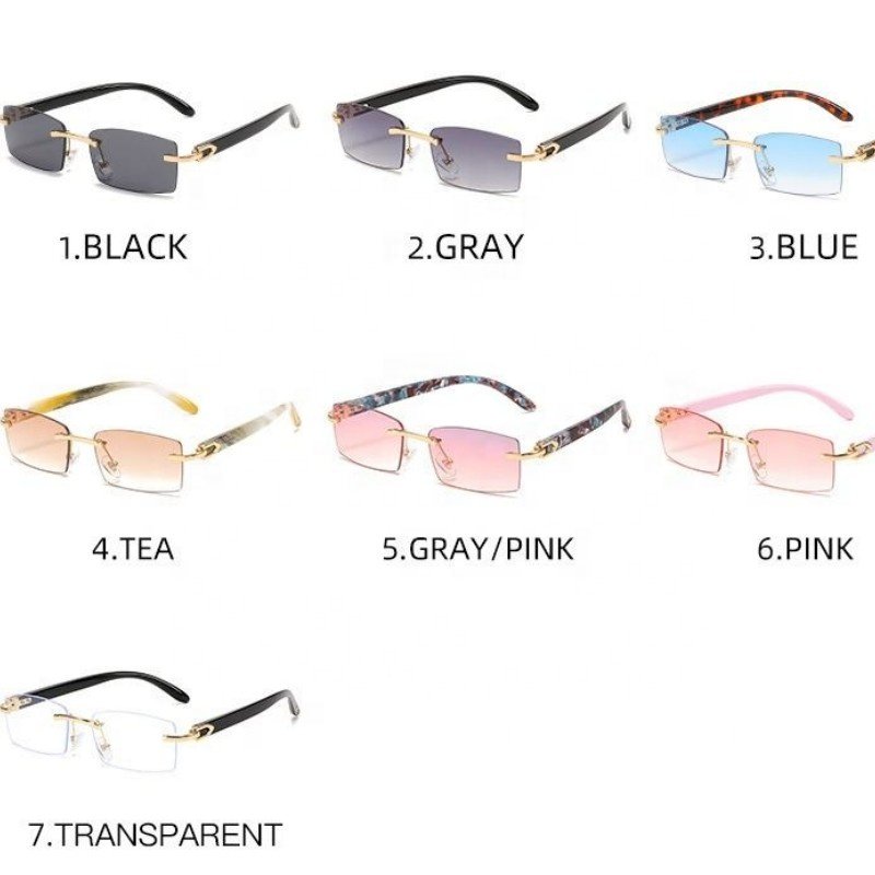 Upscale Custom Men Ivory Color Buffalo Horn Shape Fashion Small Square Sun Shades Glasses Trendy Rimless Sunglasses Women