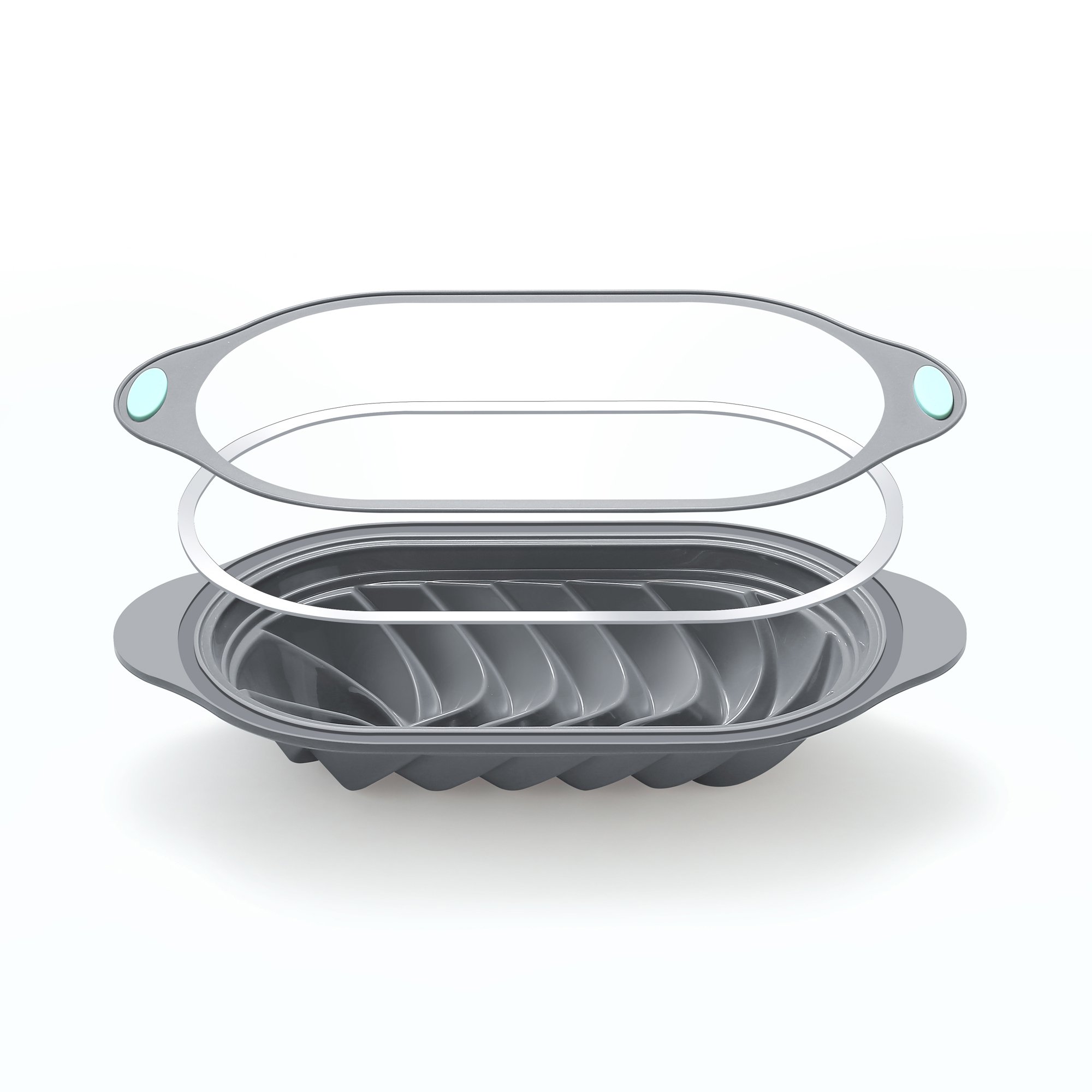 Small Bicolor Silicone Mold Metal Threaded Toast Pan with Spiral Grain for Baking Cakes & Pans