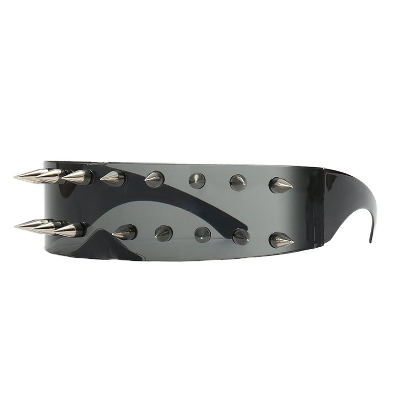 2024New Fashion Punk Sunglasses with Personality, Large Frame with Nails, One-piece Sunglasses for Men and Women
