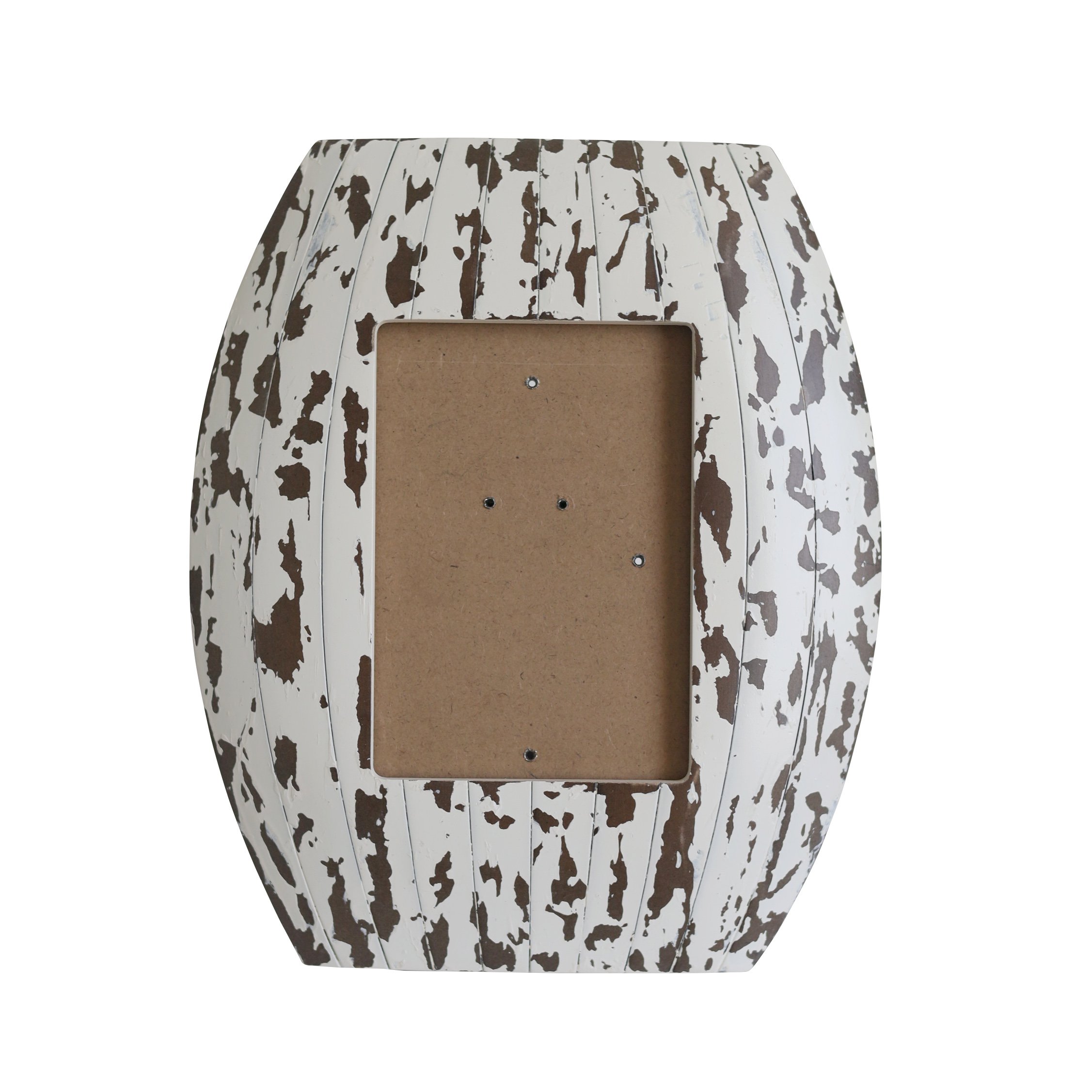Custom Fashion Brown 4x6 Rustic Distressed Curved Frames Wood White Shabby Chic Paint Peels Barrel Shaped Photo Picture Frame