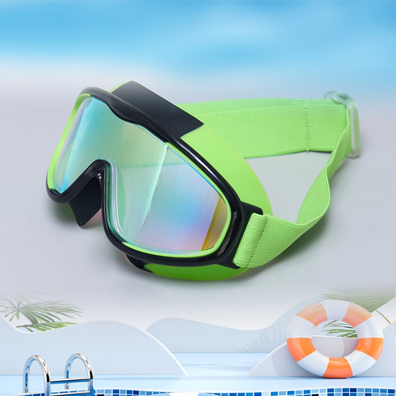 Children's big frame new cloth head wear silicone bright color electroplating waterproof and anti-fog goggles