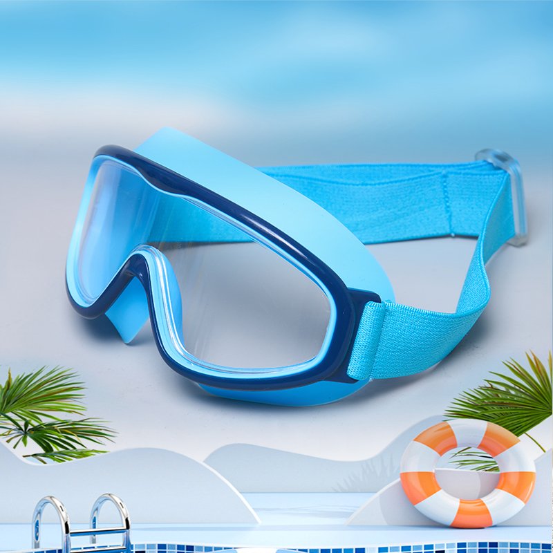 Children's big frame new cloth head wear silicone bright color electroplating waterproof and anti-fog goggles