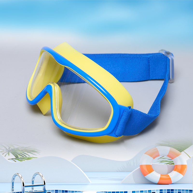 Children's big frame new cloth head wear silicone bright color electroplating waterproof and anti-fog goggles