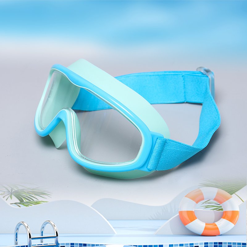 Children's big frame new cloth head wear silicone bright color electroplating waterproof and anti-fog goggles