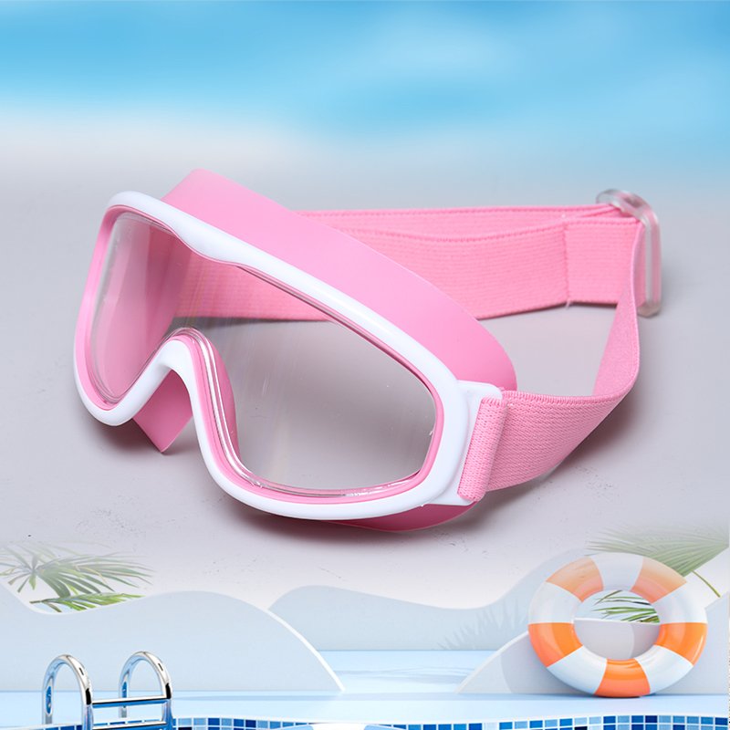 Children's big frame new cloth head wear silicone bright color electroplating waterproof and anti-fog goggles