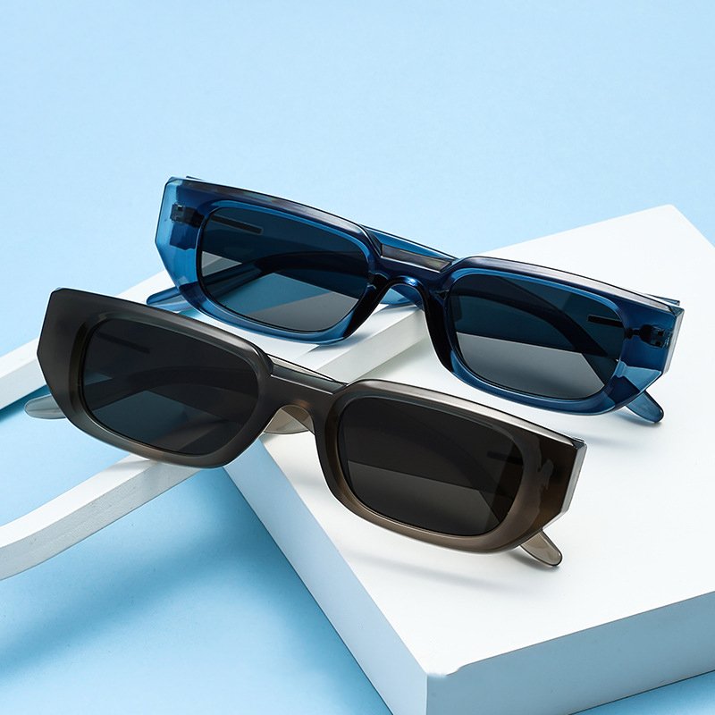 Trending black shades sun glasses custom Logo wholesale for men rectangle sunglasses for women men retro 90s sunglasses