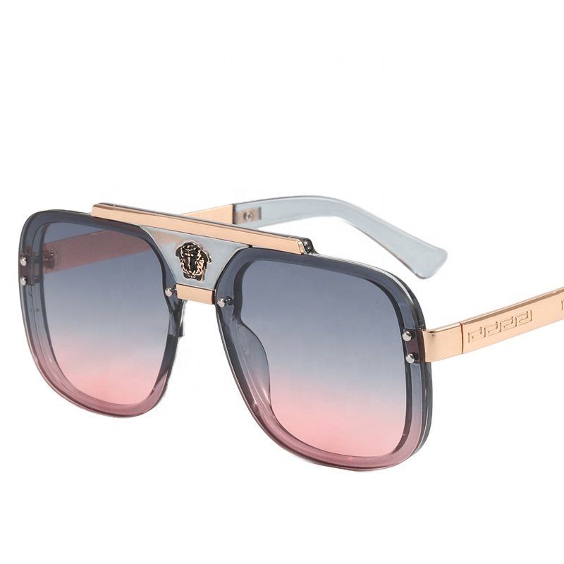 Europe and America New eyewear fashion trends sun glasses double bridge stainless steel mental frame sunglasses for wholesale