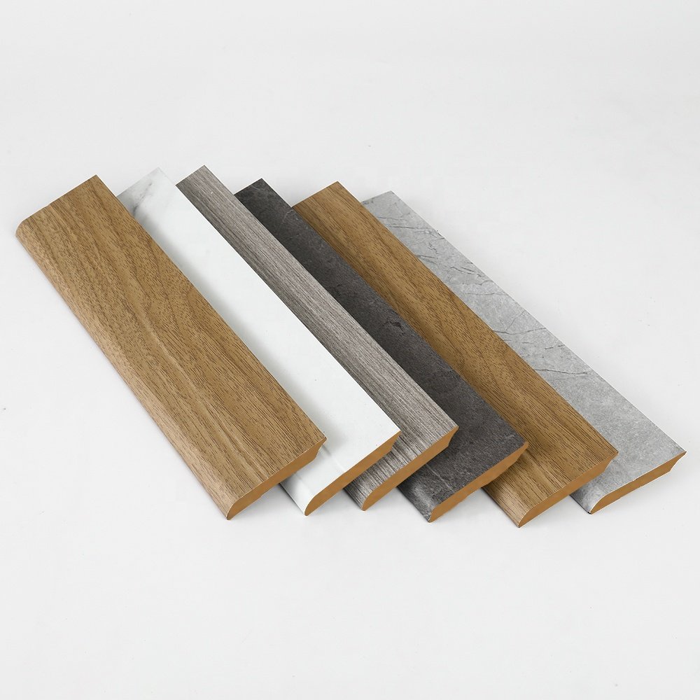Factory Outlet Various Colors Waterproof PVC Wrapped MDF Baseboard Wood Skirting Board Primed Profile Moulding