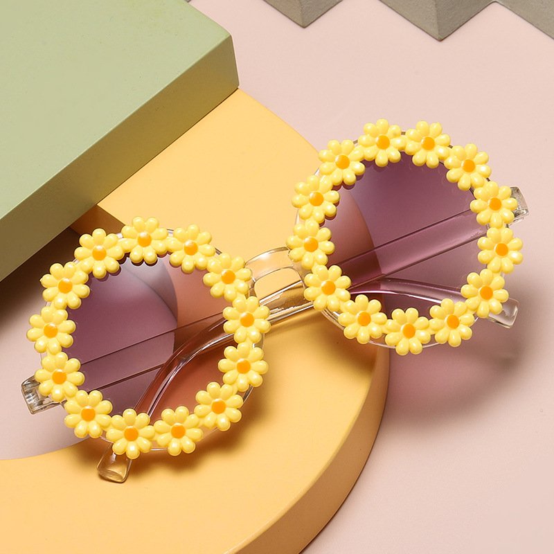 New Kids Sunglasses Cute Flower Round Children Sun Glasses Girls Baby Shades UV400 Outdoor Sun Protection Eyewear