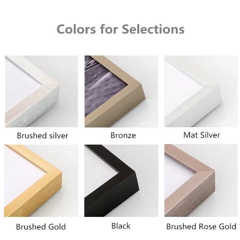 Hot selling A1 A2 A3 A4 golden silver black metal Aluminum photo picture mirror frame rectangle straight corner moulding