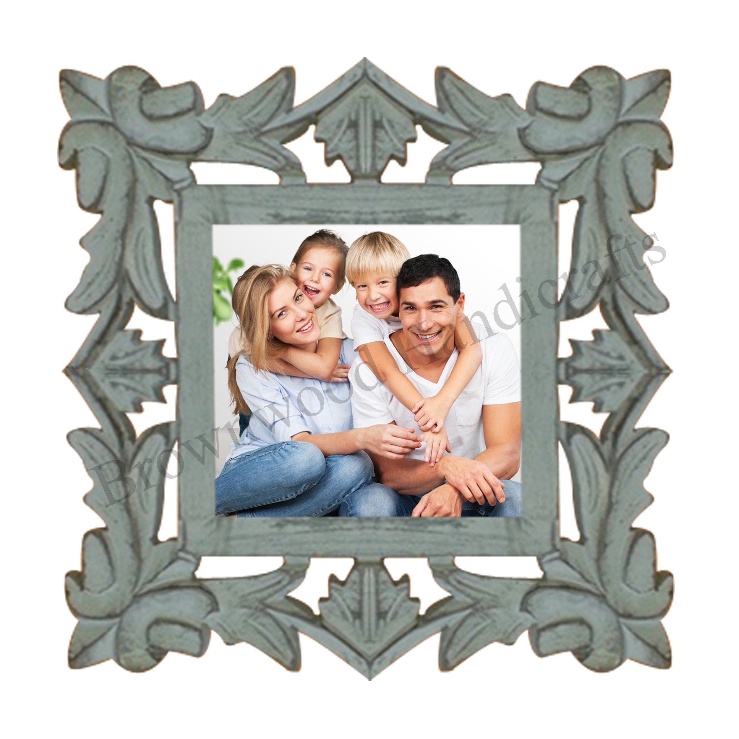 New Designed Hand Carved Solid Mango Wood Baby Photo Frame Wooden Family Photo Frame Christmas Decor and Gifts Picture Frames