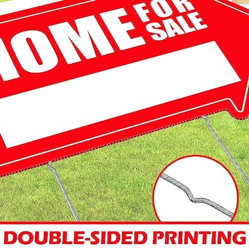 Home for Sale Sign with Stakes for Sale by Owner Yard Sign Corrugated Plastic Directional Arrow Open House Sign