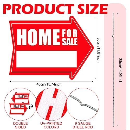 Home for Sale Sign with Stakes for Sale by Owner Yard Sign Corrugated Plastic Directional Arrow Open House Sign