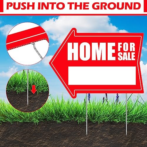 Home for Sale Sign with Stakes for Sale by Owner Yard Sign Corrugated Plastic Directional Arrow Open House Sign