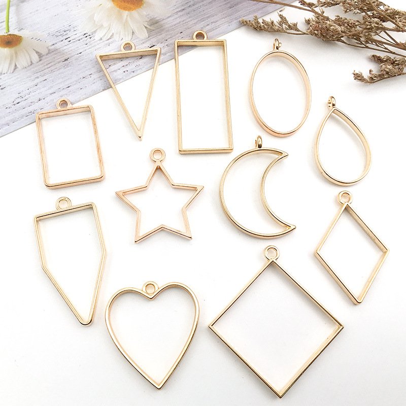 Resin craft charms for jewelry making Metal frame pendant for Resin craft Jewelry Making Accessories geometric shape charms