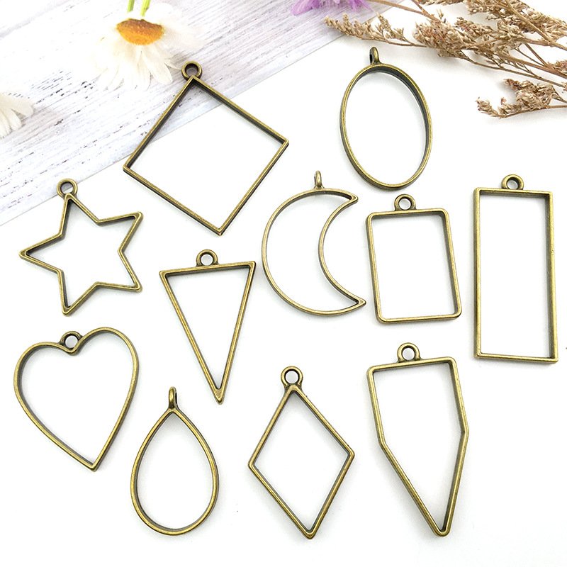 Resin craft charms for jewelry making Metal frame pendant for Resin craft Jewelry Making Accessories geometric shape charms