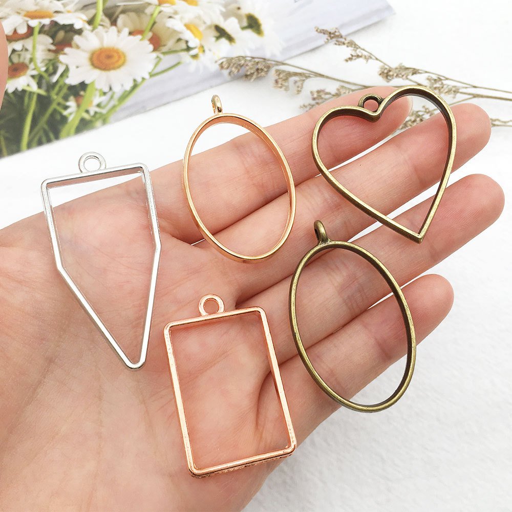 Resin craft charms for jewelry making Metal frame pendant for Resin craft Jewelry Making Accessories geometric shape charms