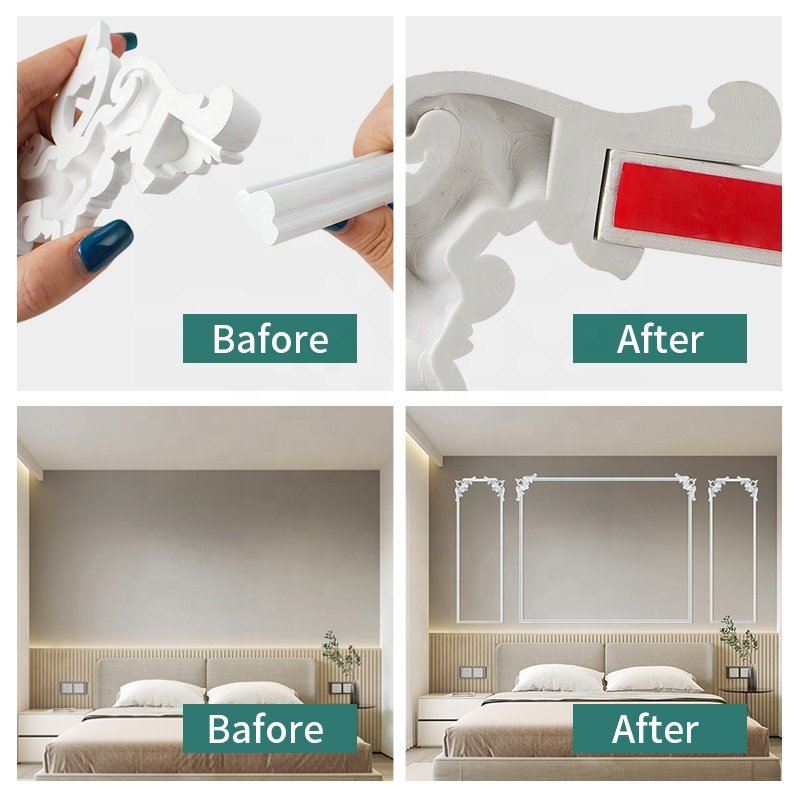 French Style DIY Carved Onlays Appliques Wall Moulding Match with Self-Adhesive Flexible Molding Trim for Wall Furniture Decor