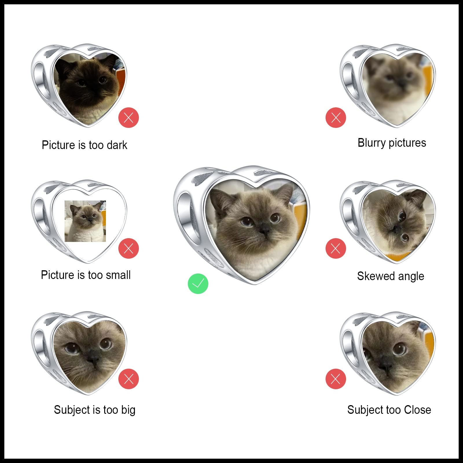 Shuozhen host sales Copper custom l heart-shaped photo frame photo beaded pendant jewelry