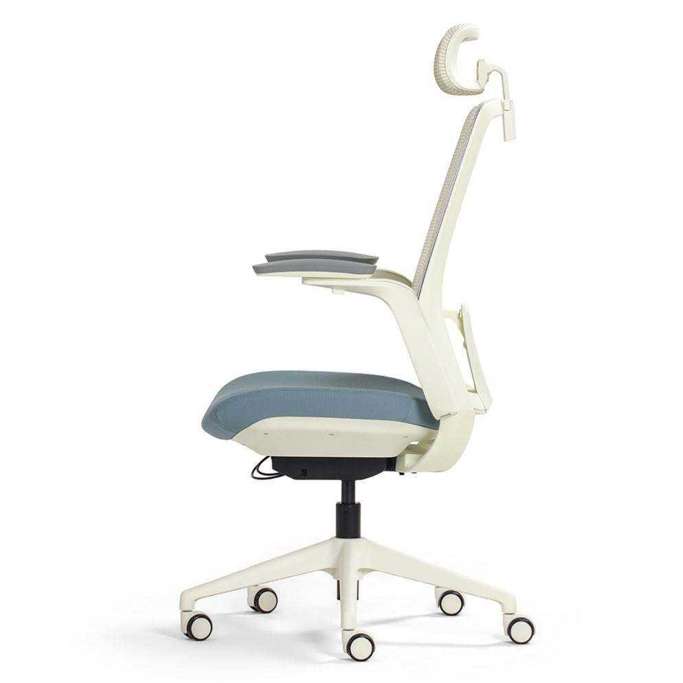 Customizable Ergonomic Breathable Mesh Fabric White Frame Staff Head Restraint Lumbar Support Office Chair