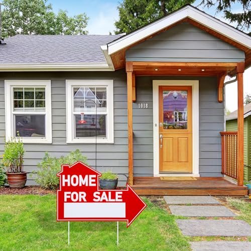 Home for Sale Signs with Stakes 12 x 16 Inch Double Sided for Sale by Owner Yard Sign Directional Arrow Estate Sale Signs