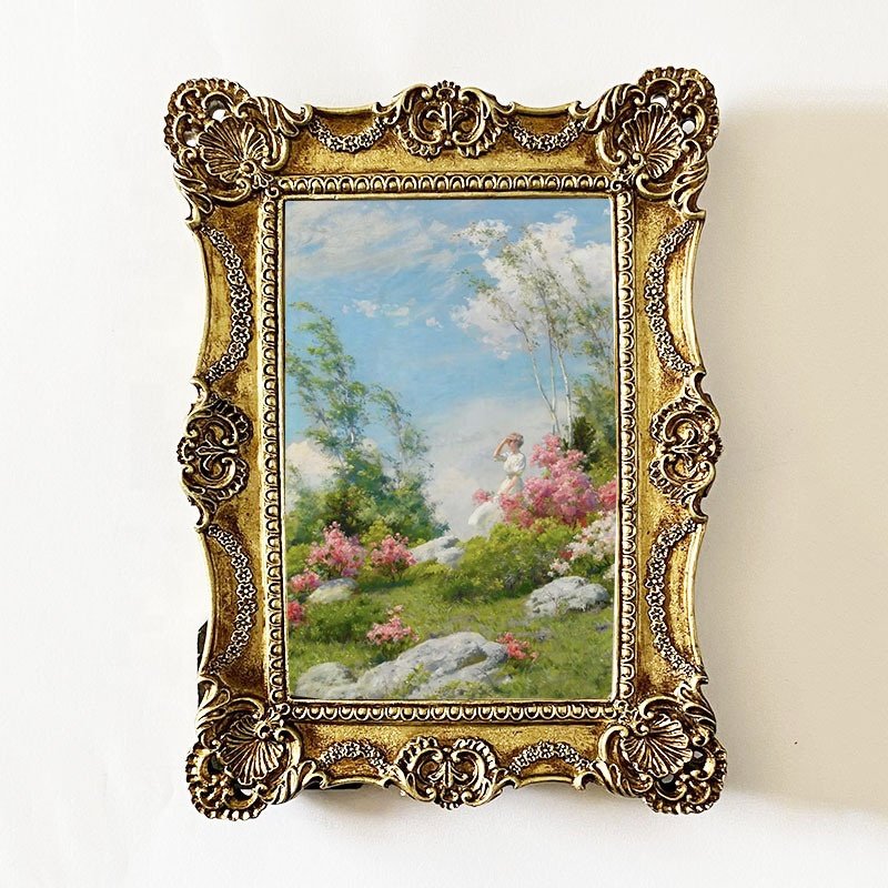 European Style Gold Distressed Wedding Photo Frame Creative French Children's Resin Photo Frame Durable Metal Silver Material