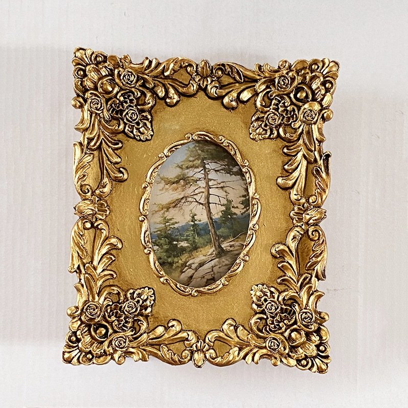 European Style Gold Distressed Wedding Photo Frame Creative French Children's Resin Photo Frame Durable Metal Silver Material