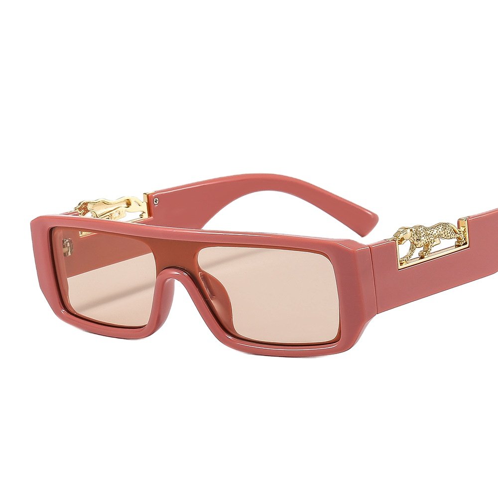 50224 New Arrival Small Square Frame Leopard Decoration Retro one piece Women Men Shades Vintage Sunglasses
