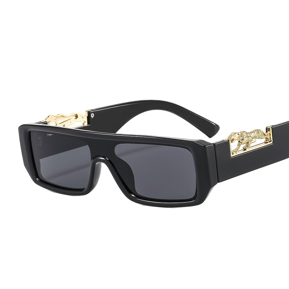 50224 New Arrival Small Square Frame Leopard Decoration Retro one piece Women Men Shades Vintage Sunglasses