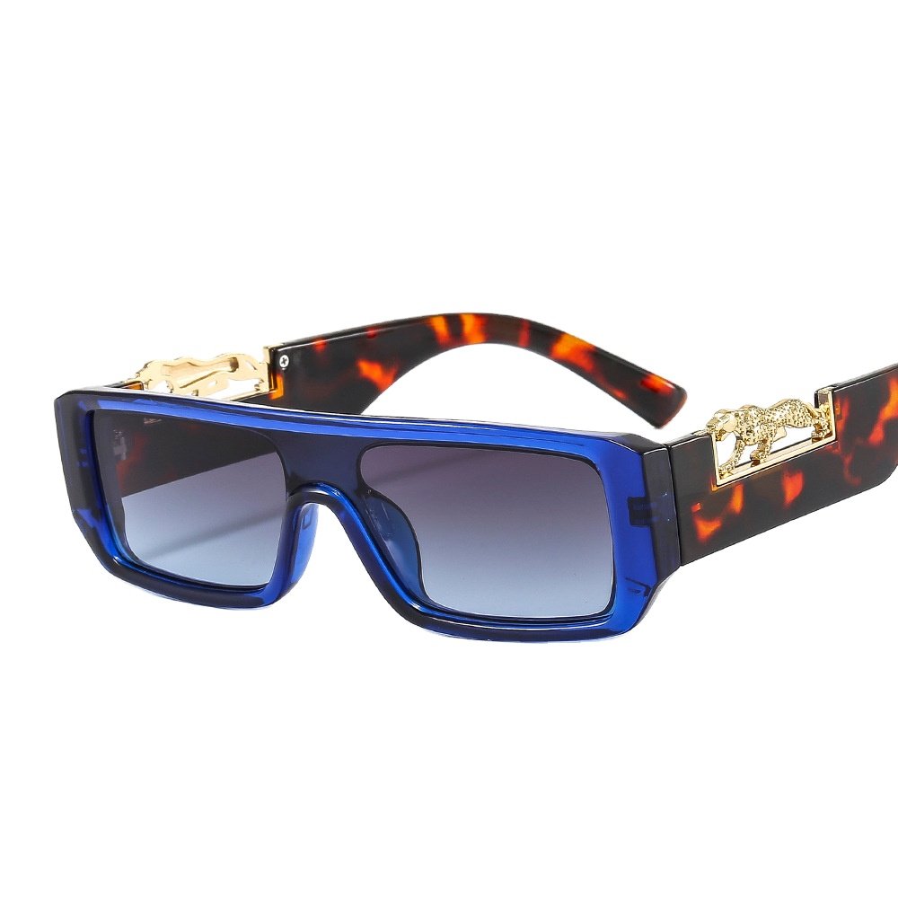 50224 New Arrival Small Square Frame Leopard Decoration Retro one piece Women Men Shades Vintage Sunglasses