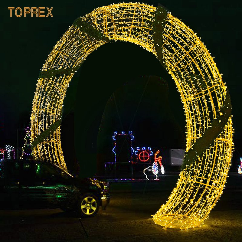 Toprex Decor Customizable Lighted Street 3D Walk through Circle Christmas Arch Motif Lights