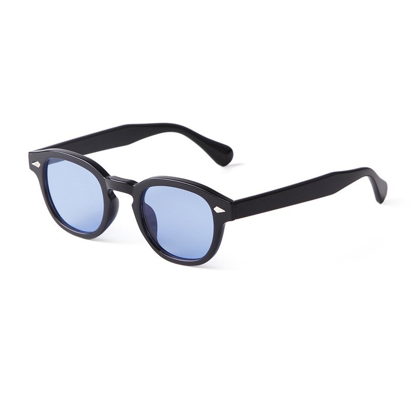 Finewell 22728 Custom Oval Vintage Rivet Tortoiseshell Round Sunglasses Women Men Brand Design Retro Yellow Blue Sun Glasses