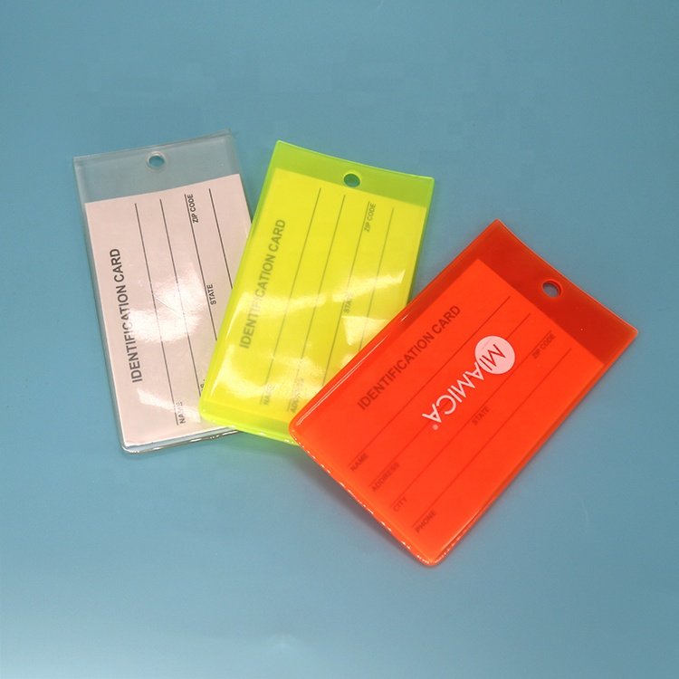 Factory Custom Screen Printing Logo Flexible Luggage Tags Plain Clear Soft PVC Identification Credit Name Card ID Holders